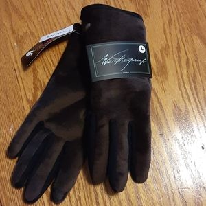 Weatherproof women's large  faux fur  brown gloves